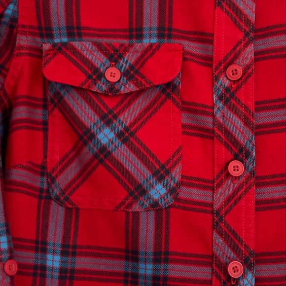 Duluth Trading Co. Plaid Long Sleeve Shirt Small EUC Red Blue Black Cotton Blend - Picture 6 of 14